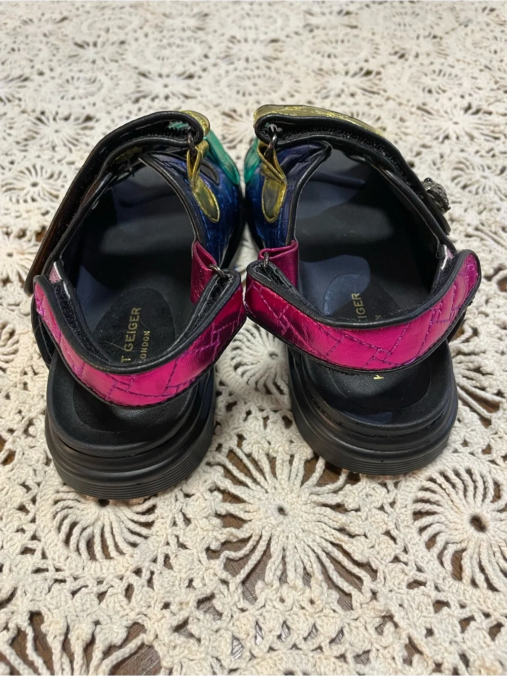 Kurt Geiger Multicolor Metallic Strap Orson Slingback Sandal Size 3